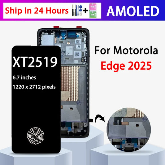 6.7" AMOLED For Motorola Edge 2025 LCD Display Screen Touch Digitizer Assembly For Moto Edge2025 XT2519 Display Frame Motorola phone repair parts