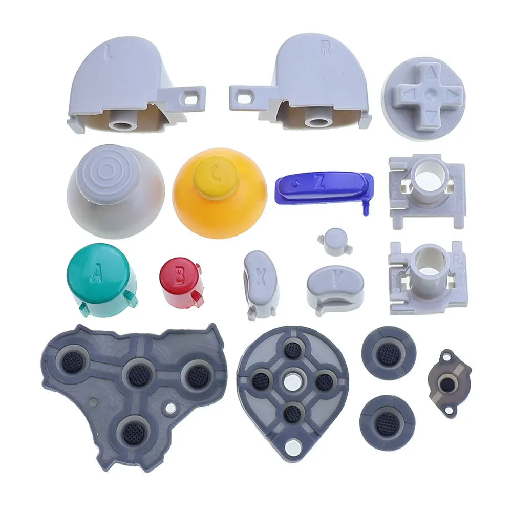 Full Set Button For GameCube NGC Gamepad Power ON OFF Key  A B X Y L R D Pads Mod Kit Silicone Pads Rubber Conductive Button Game console repair parts