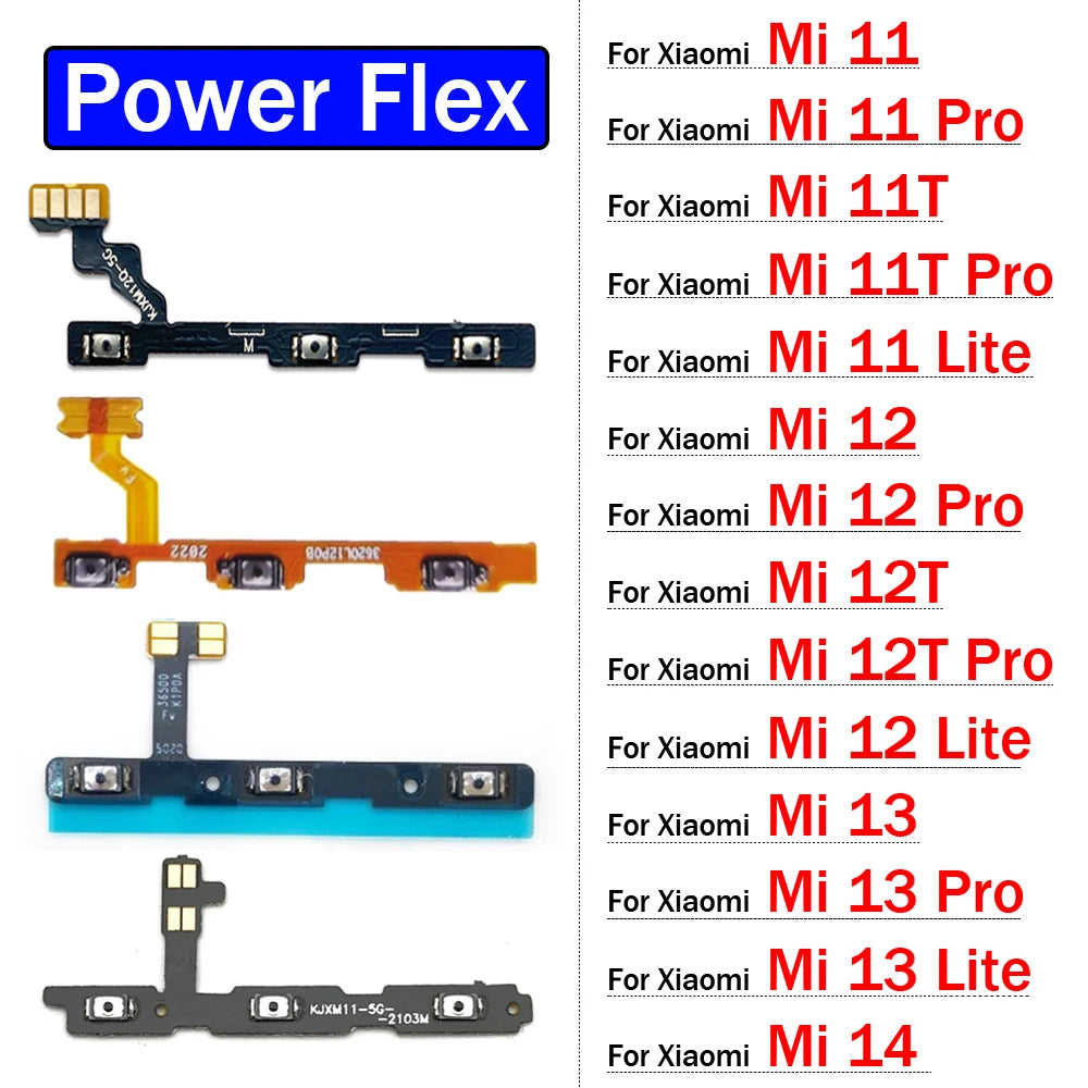Power on off Volume Key Button Flex Cable For Xiaomi Mi 11 11T 12 12T 12s 13 14 Pro Lite 12s Ultra  Xiaomi  Xiao mi phone repair parts