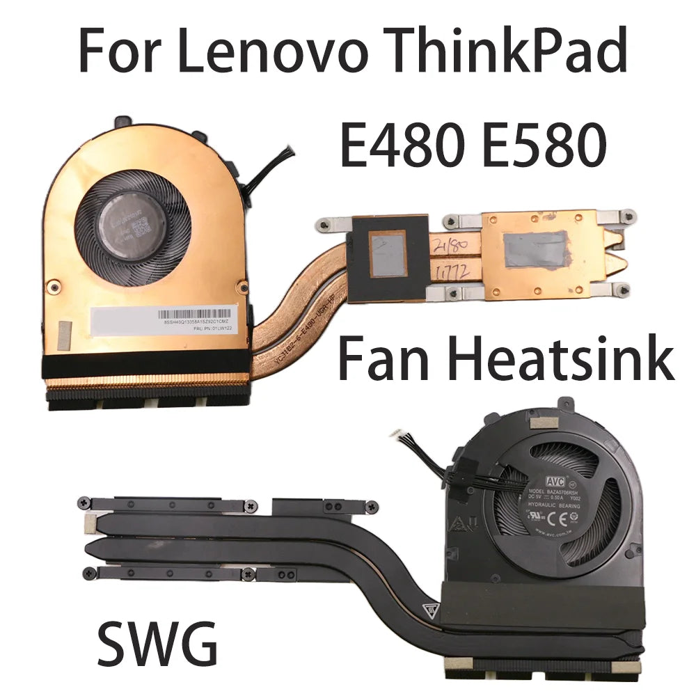 Original For Lenovo ThinkPad E480 E580 DIS Fan Heatsink CPU Cooler Cooling FRU:01LW122 01LW124 01LW123 02HM042 SWG Lenovo laptop repair parts