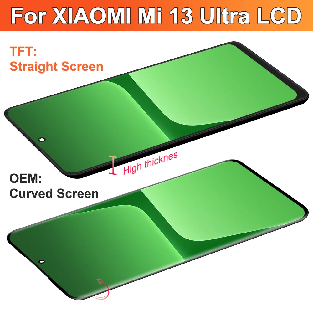 13 Ultra Screen Assembly for Xiaomi 13 Ultra 2304FPN6DC 2304FPN6DG LCD Display Digital Touch Screen with Frame 100% Tested Xiaomi phone repair parts