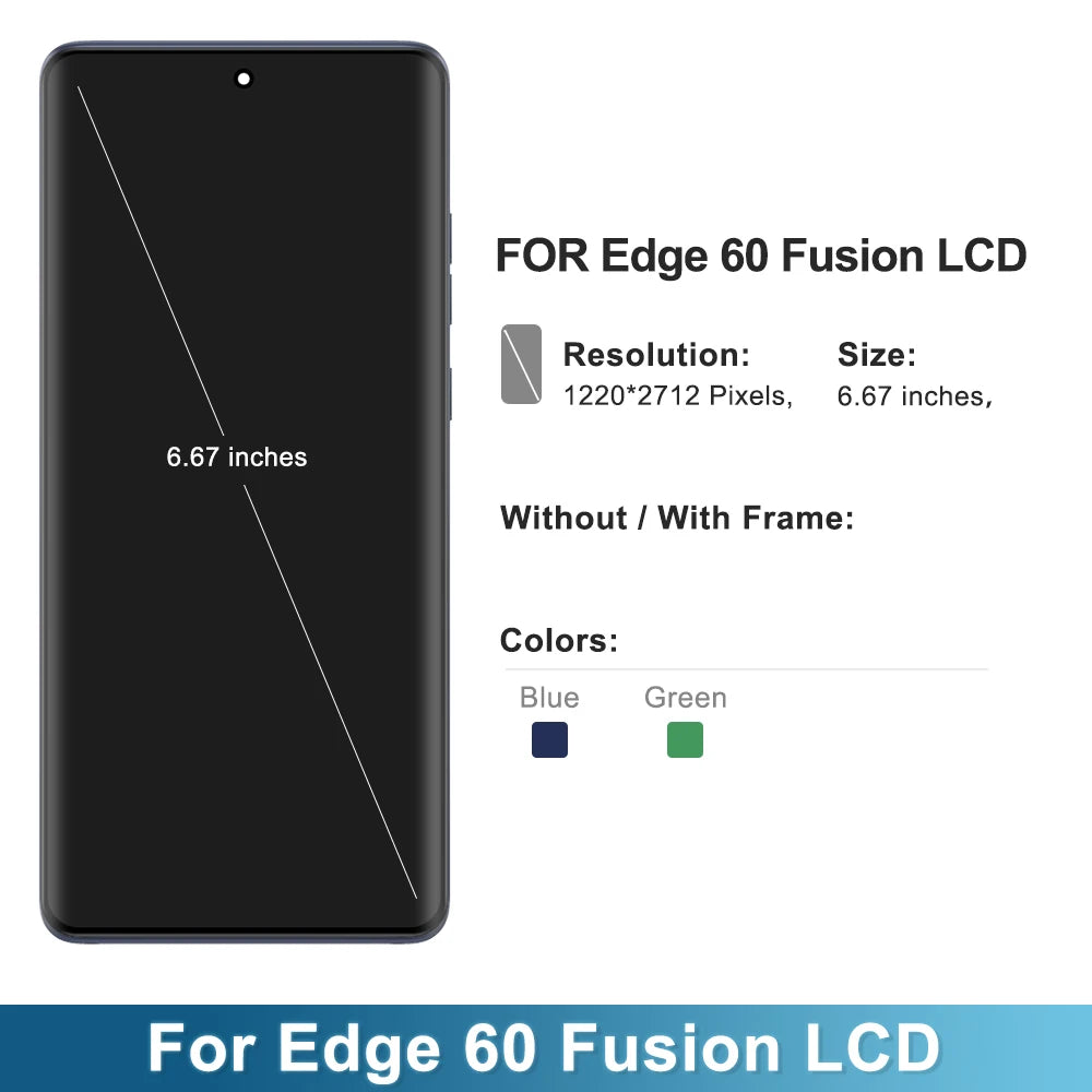 Edge60 Fusion XT2503-4 Screen With Fingerprint For Motorola Edge 60 Fusion LCD Display Touch Screen Digitizer Assembly Display Motorola phone repair parts