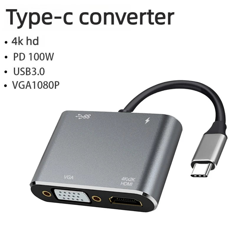 8K 4K 2K 30/60/240Hz USB Type C Docking Station to HDMI VGA RJ45 Adapter USB 3.0 HUB Splitter For Laptop phone Laptop Accessories