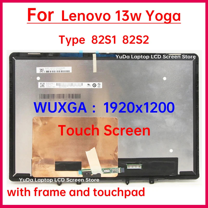13.3" Laptop LCD Touch Screen For Lenovo 13w Yoga Type 82S1 82S2 Display Digitizer + Frame Assembly Replacement WUXGA 1920x1200 Lenovo laptop repair parts