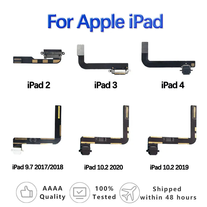Charging Port For Apple iPad 2/3/4/9.7 5th/6th 10.2 7th/ 8th Gen USB Charging Dock Socket Plug Connector Charge Board Flex Cable  iPad repair parts