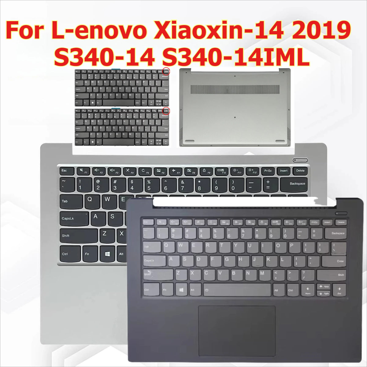 Upper case keyboard for Lenovo Xiaoxin 14 2019 Keyboard S340-14 S340-14IML topcase palmrest keyboard touchpad bottom cover Lenovo laptop repair parts