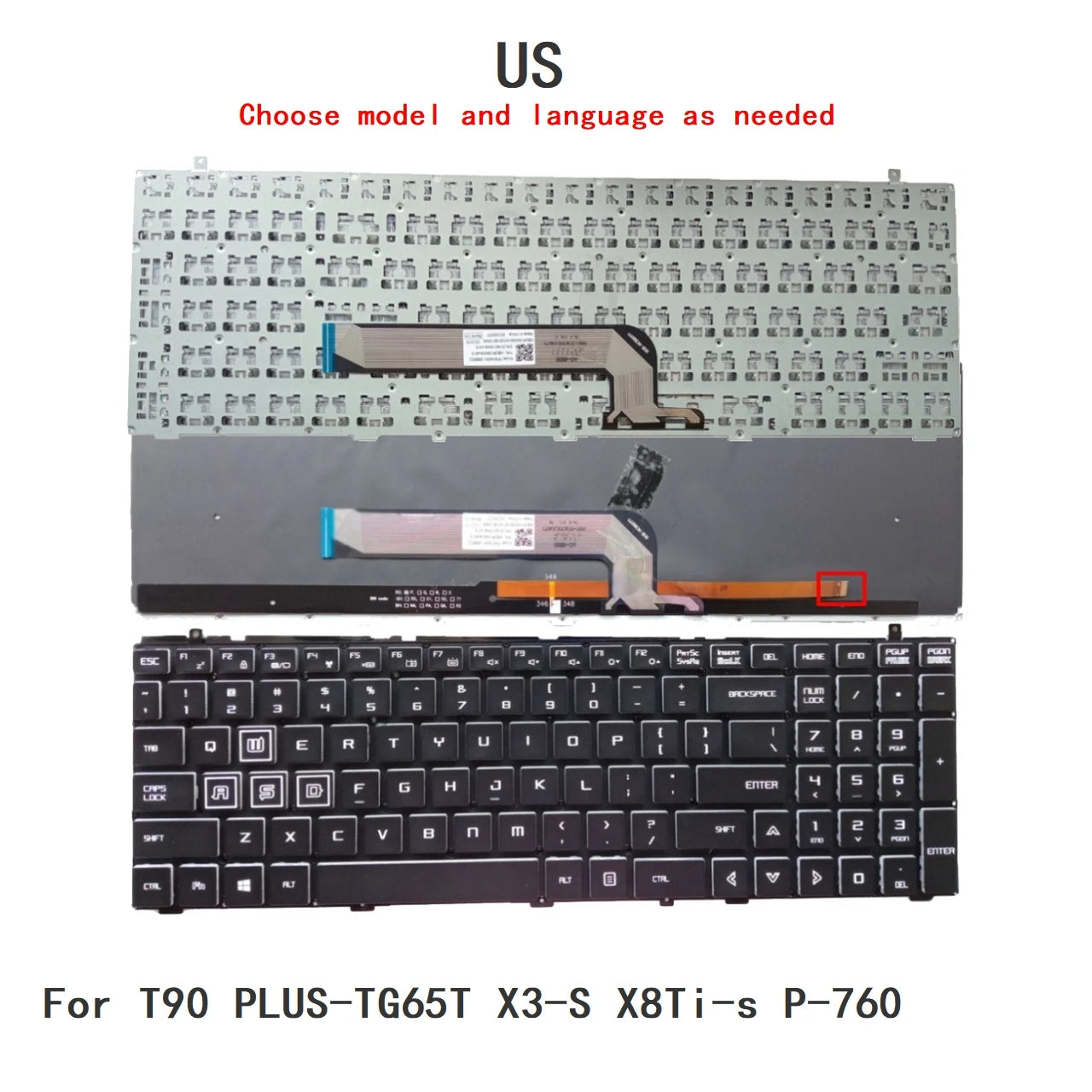 New US Language  RGB Keyboard For Mechanican T90 PLUS-TG65T X3-S X8Ti-s P-760 Notebook PC Replacement Keyboard