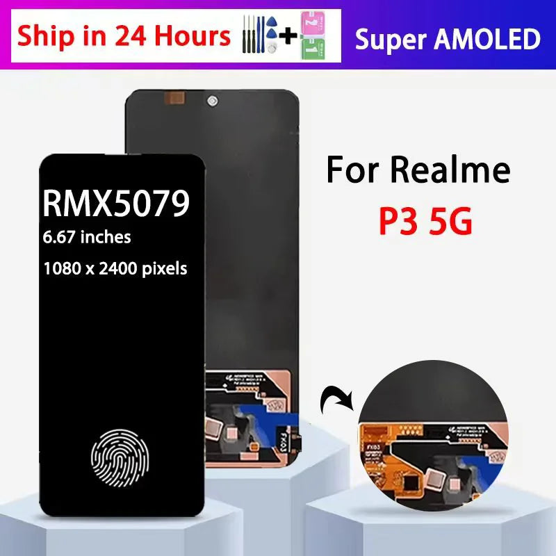 RMX5079 Premium Lcd For Realme P3 5G Display Touch Screen Digitizer Panel Assembly Replacement Repair Parts  Oppo phone repair parts