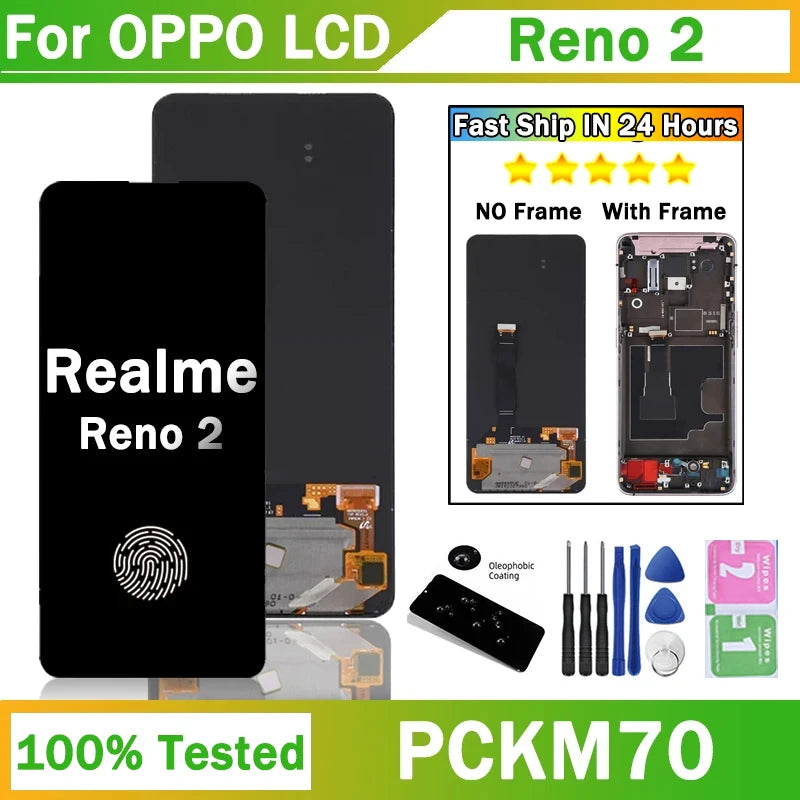PCKM70, PCKT00, PCKM00, CPH1907 Premium LCD For Oppo Reno2 Display Touch Screen Digitizer Assembly Reno 2 Display With Frame Oppo phone repair parts Realme phone repair parts