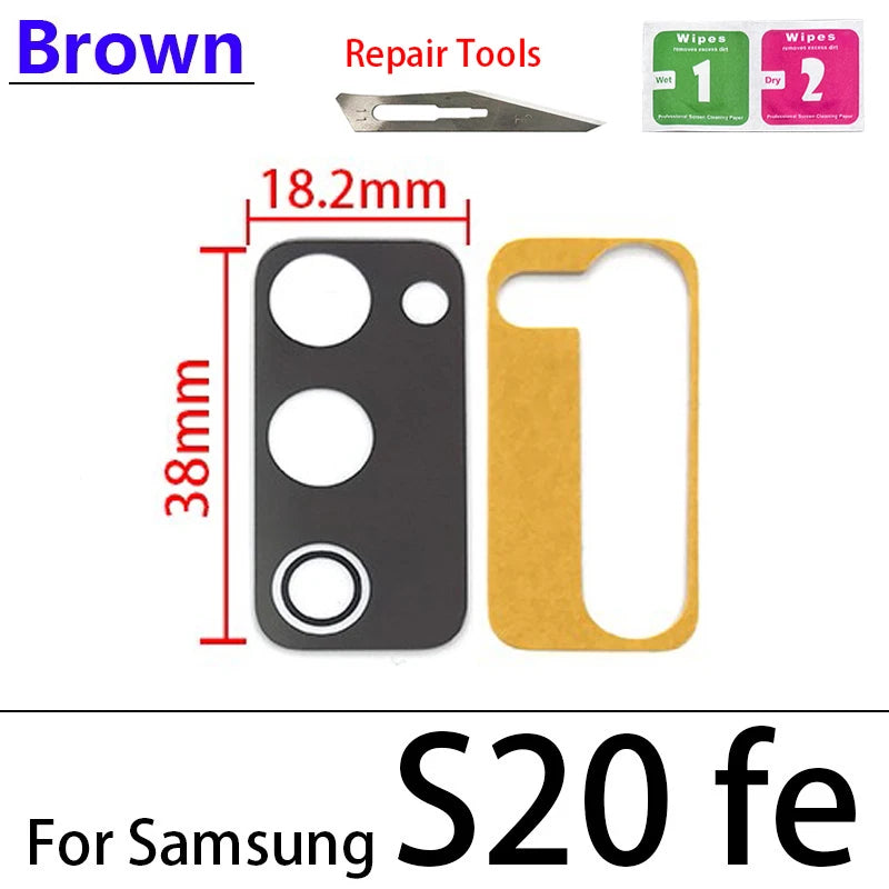 New Camera Glass Lens For Samsung S20 FE Back Rear Camera Lens With Sticker Adhesive Black / Green / Brown