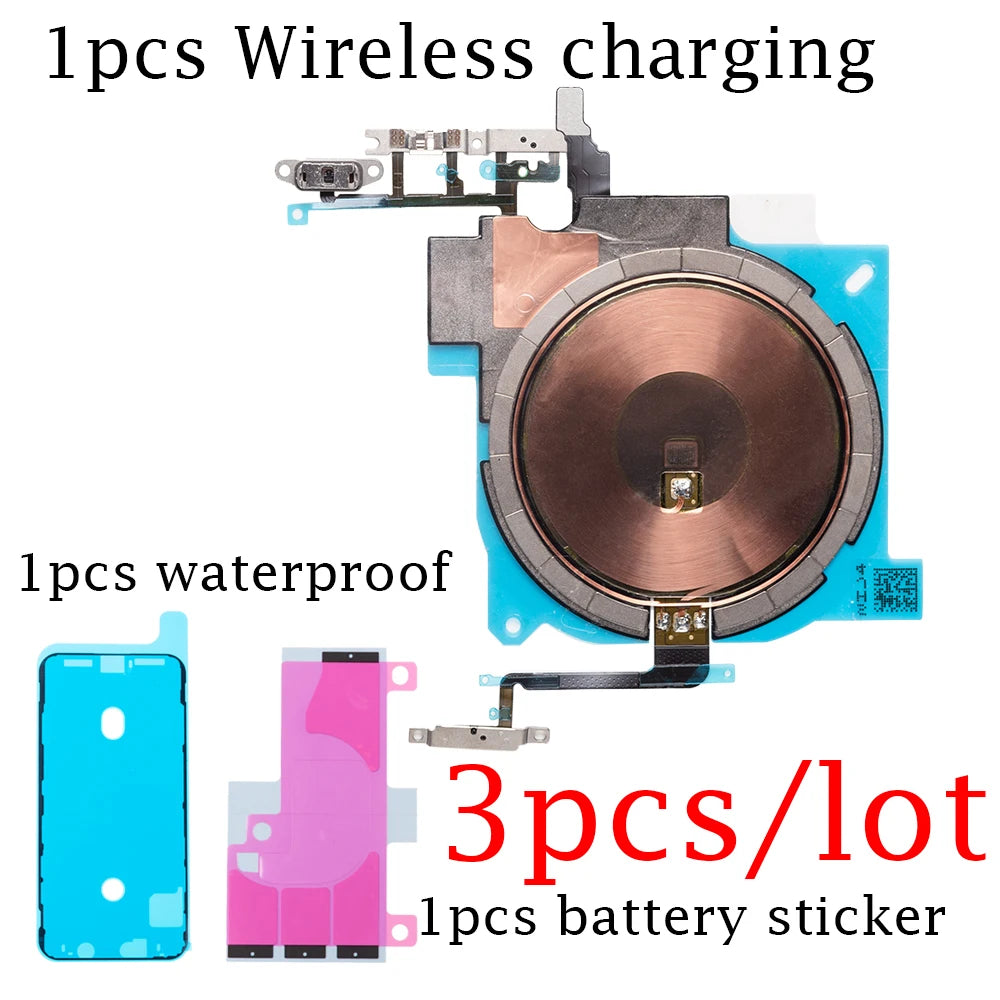 NFC Chip For iPhone X XR XS 11 12 13 Pro Max Wireless Charging Charger Panel Coil Sticker With Volume Button Flex Cable iPhone phone repair parts