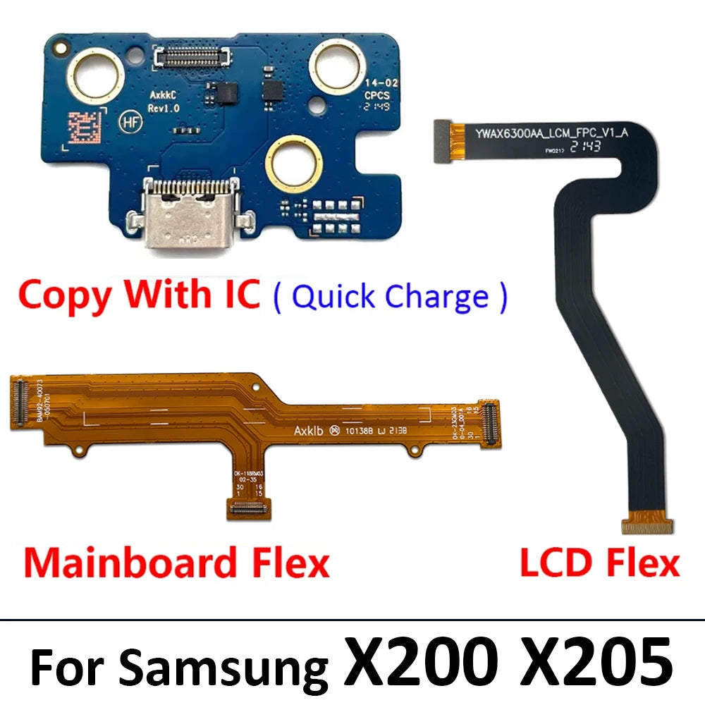 New For Samsung Tab A8 10.5 2021 X200 X205 Dock Connector Micro USB Charger Charging Port Microphone Main LCD Board Flex Cable Samsung phone repair parts