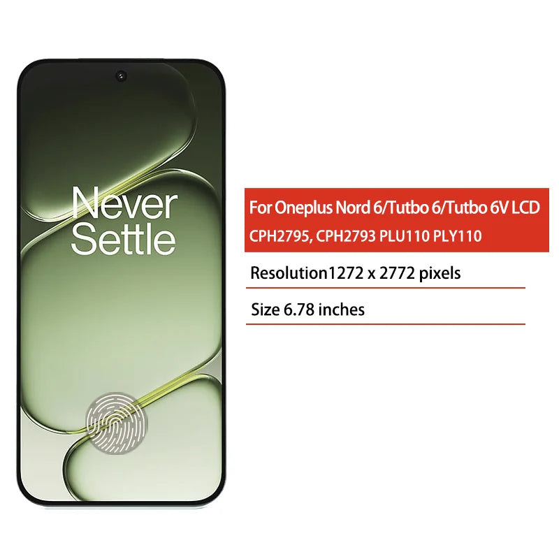 6.78''AMOLED For OnePlus Turbo 6 6V PLY110 PLU110 LCD Display Touch Panel Digitizer For OnePlus Nord 6 CPH2795 CPH2793  OnePlus phone repair parts