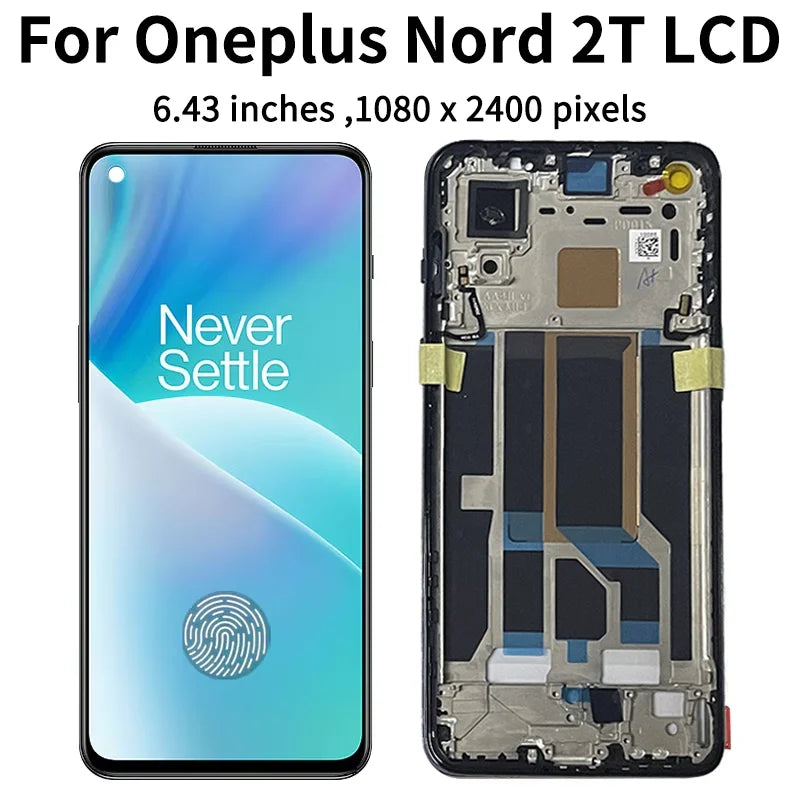 6.43" Super AMOLED For OnePlus Nord 2T 1+Nord 2 T 5G LCD Display Touch Screen Digitizer Assembly FCPH2399, CPH2401 Display  OnePlus phone repair parts