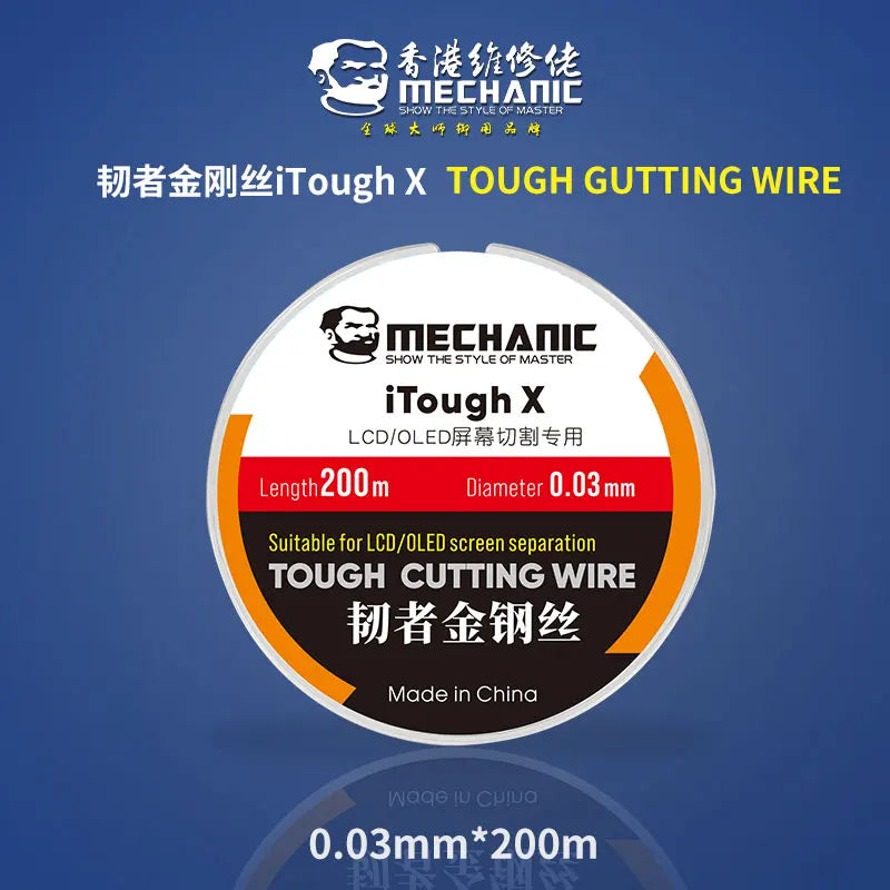 MECHANIC iTough X High Hardness Special Steel Wire for Mobile LCD OLED Screen Cutting Separation Line 0.028mm - 0.1mmX200m tools Professional Repair Tools