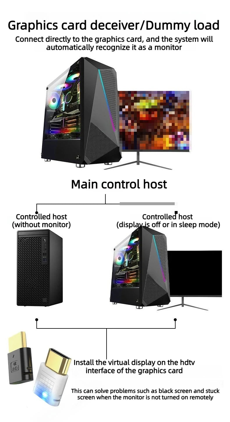 4K HDMI Dummy Plug Display Port EDID Emulator Plug Headless Adapter HDTV Virtual Display 4K DDC EDID For Bit-coin Mining Laptop Accessories