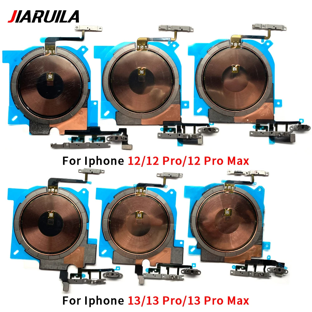 Wireless Charging Chip Coil For iPhone 16 15 14 13 12 11 Pro Max Plus Mini With Magnet Power Volume Button Flex Charger Panel iPhone phone repair parts