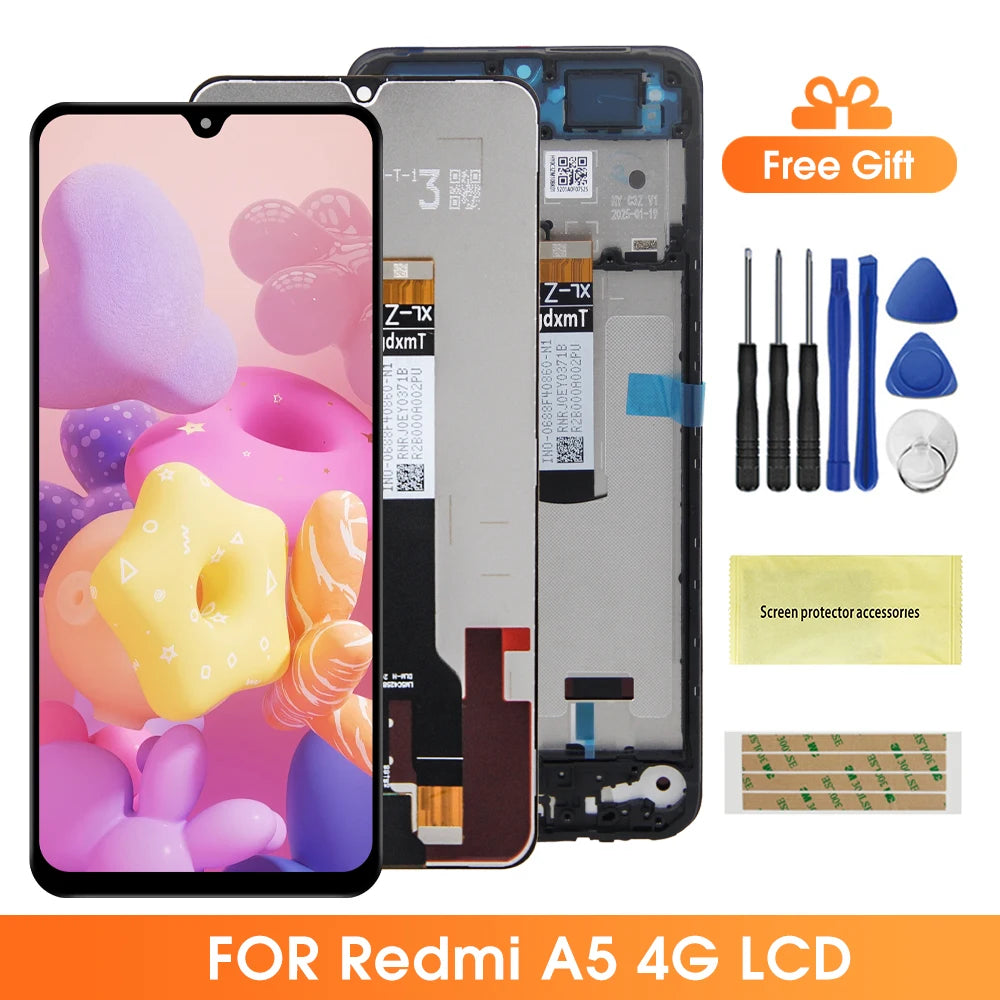 For Redmi A5 4G Touch Screen 25028PC03G 25028RN03A 25028RN03I for Redmi A5 4G with Frame Display Digitizer Assembly Repair Parts Redmi phone repair parts