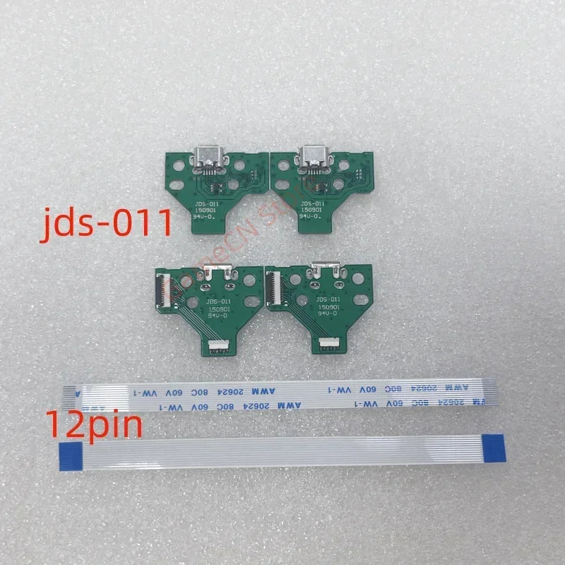 10sets USB Charging Port Power Socket Board with 12Pin Flex Cable JDS 030 Connector for PS4 Joystick Controller Game console repair parts