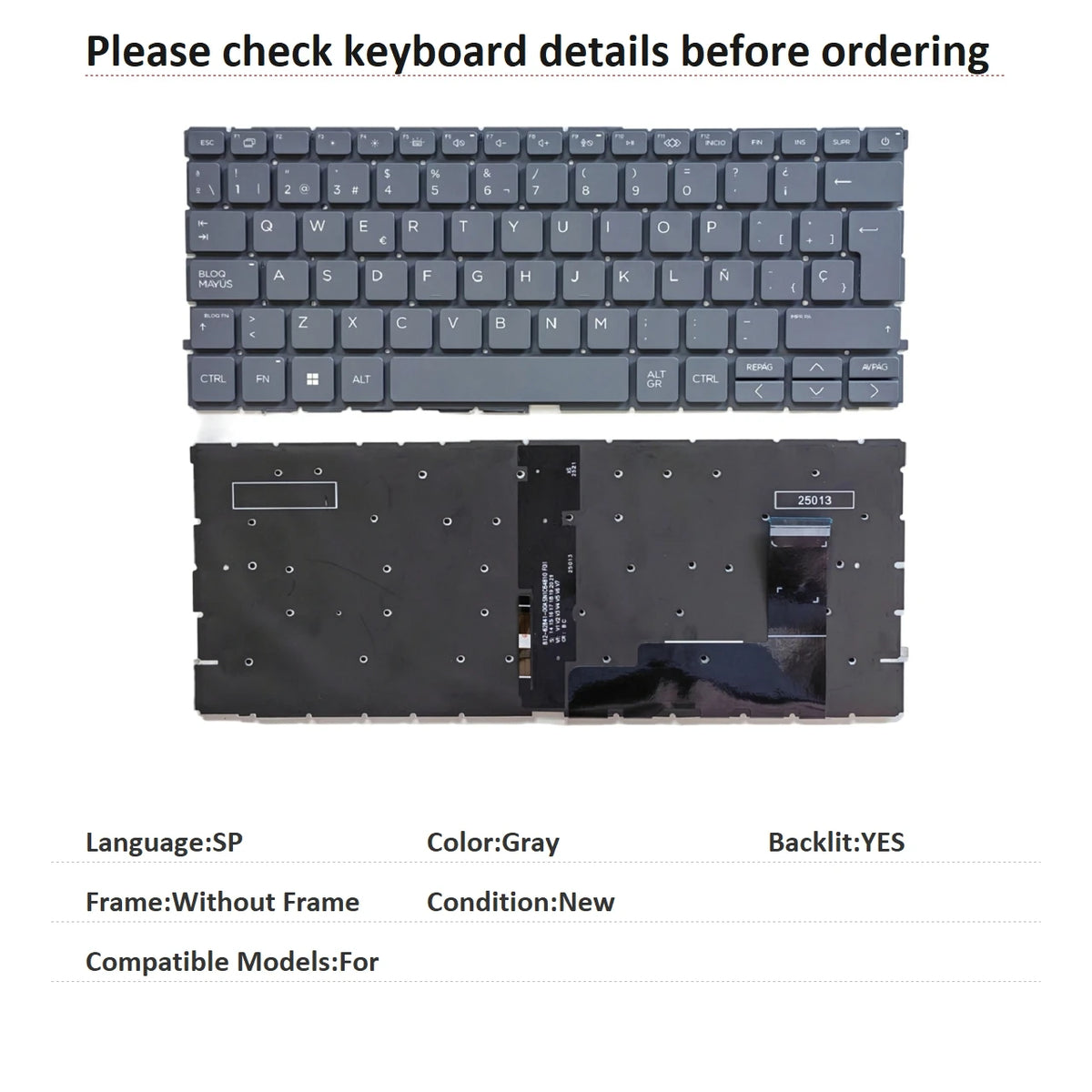 New US Spanish Latin UK Language  Backlit Keyboard For HP  Notebook PC Replacement Keyboard  HP laptop repair parts