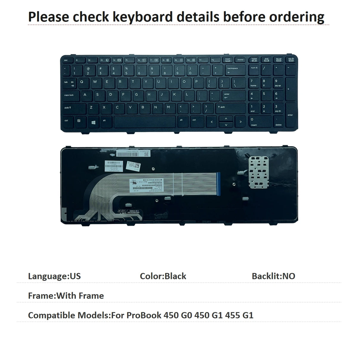 New US Brazil Language  Keyboard For HP ProBook 450 G0 450 G1 455 G1 Replacement Keyboard 727682-001 768787-001 MP-12M7  HP laptop repair parts