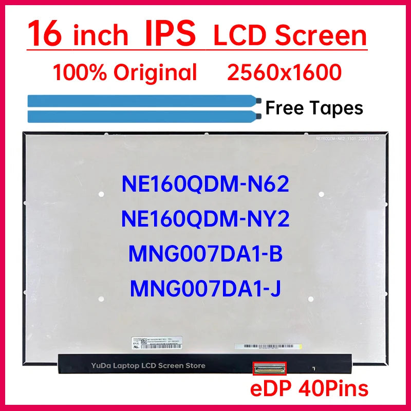 16 Inch LCD Screen NE160QDM-N62 NE160QDM-NY2 MNG007DA1-B MNG007DA1-J For Lenovo ideapad 5 Pro 16IAH7 16ARH7 Display Matrix Panel Lenovo laptop repair parts