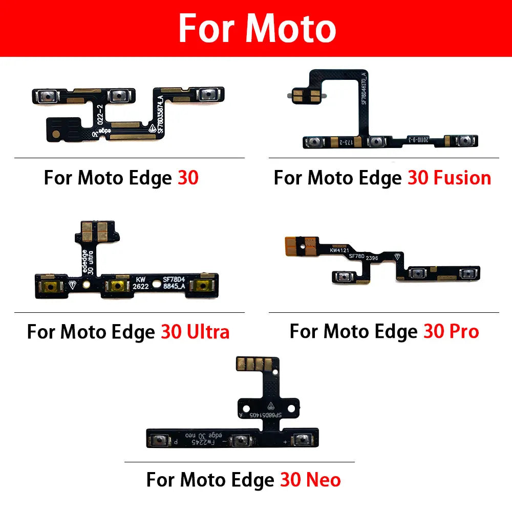 10Pcs/Lot, Power on off Volume Key Button Flex Cable For Motorola For Moto Edge 20 30 Pro Lite 30 40 50 Neo Ultra Fusion Plus Motorola phone repair parts