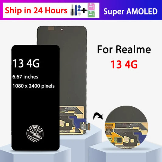 6.67“Super AMOLED For Realme 13 4G LCD Display Screen Touch Panel Digitizer For Realme13 4G LCD Replacement  Oppo phone repair parts