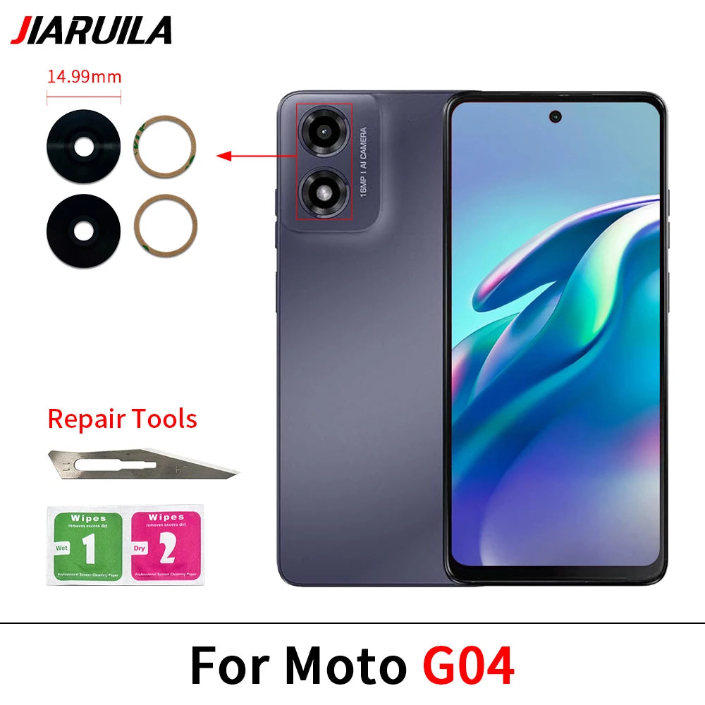 10Pcs, Back Rear Camera Glass Lens With Adhesive For Moto G22 G32 G42 G52 G62 G13 G23 G53 G73 G14 G24 G34 G54 G84 G04 G82 5G Motorola phone repair parts