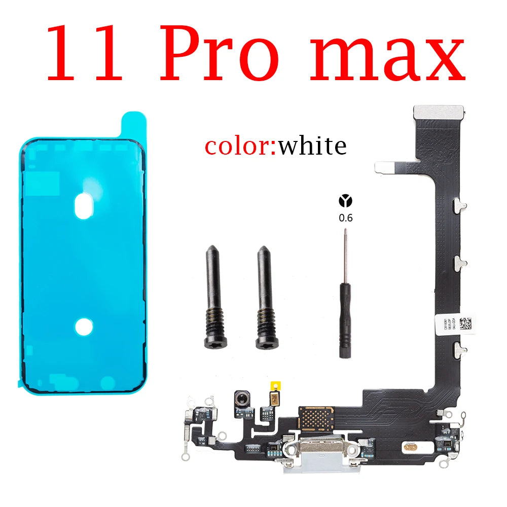 Charging Flex Cable For iPhone 11 Pro Max USB Plug Charger Port Dock Connector With Mic Headphone Audio Jack Flex Cable iPhone phone repair parts