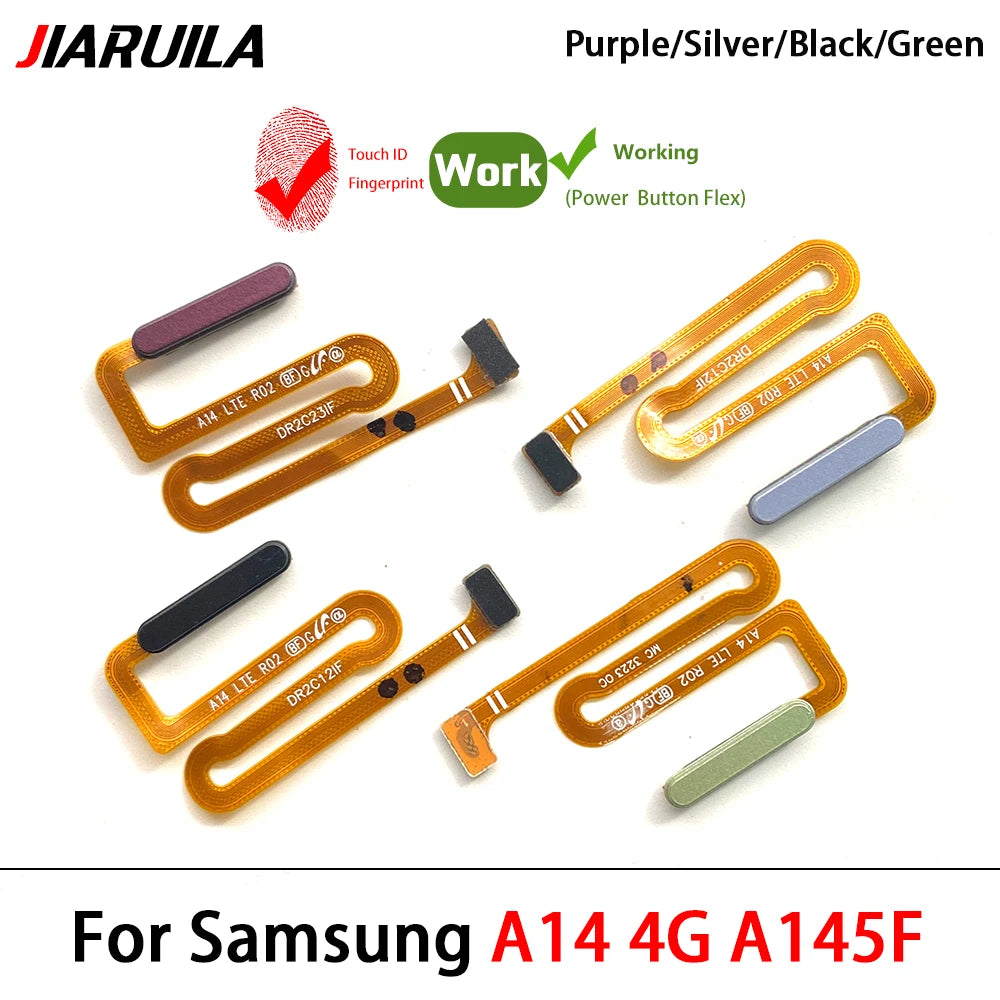 10Pcs, For Samsung A14 4G 5G A145F A145P A146B A146P Fingerprint Sensor Home Return Key Menu Button Flex Cable Samsung phone repair parts