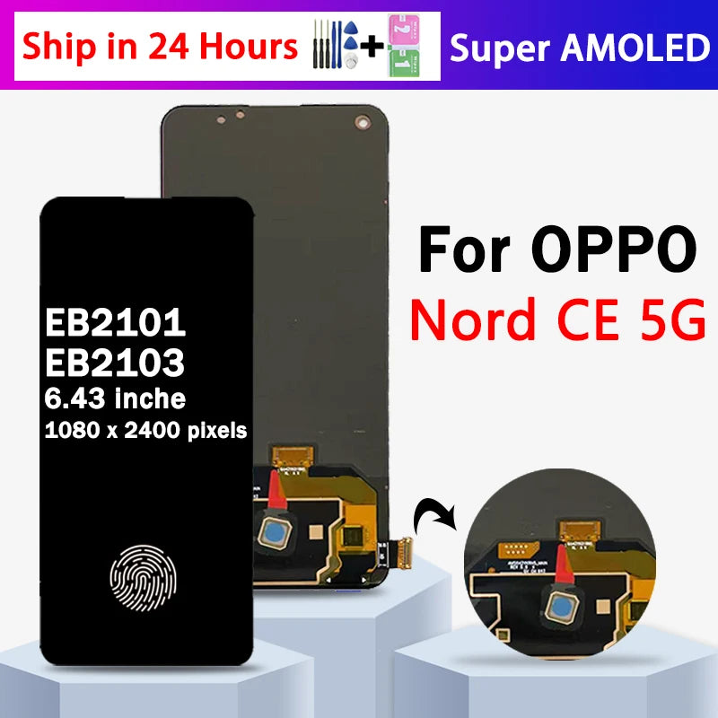 OLED Quality 1+ Nord CE 5G Display Screen For OnePlus Nord CE 5G LCD EB2101 EB2103 Screen Touch Digitizer Assembly  OnePlus phone repair parts