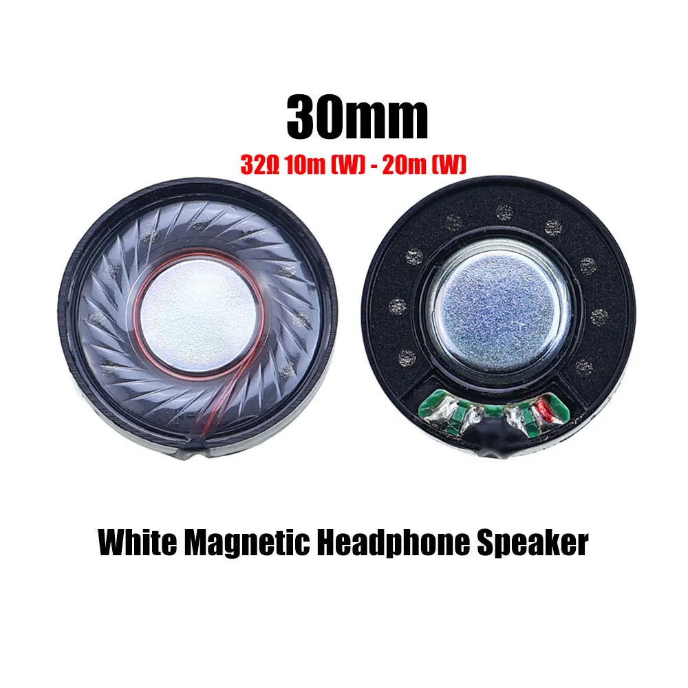 2pcs 32 ohm 32R 10m（W）-20m(W) 27mm 30mm 40mm 50mm Headset Driver Hifi Headphone Speaker Magnetic Noise Reduction Loudspeaker Game console repair parts