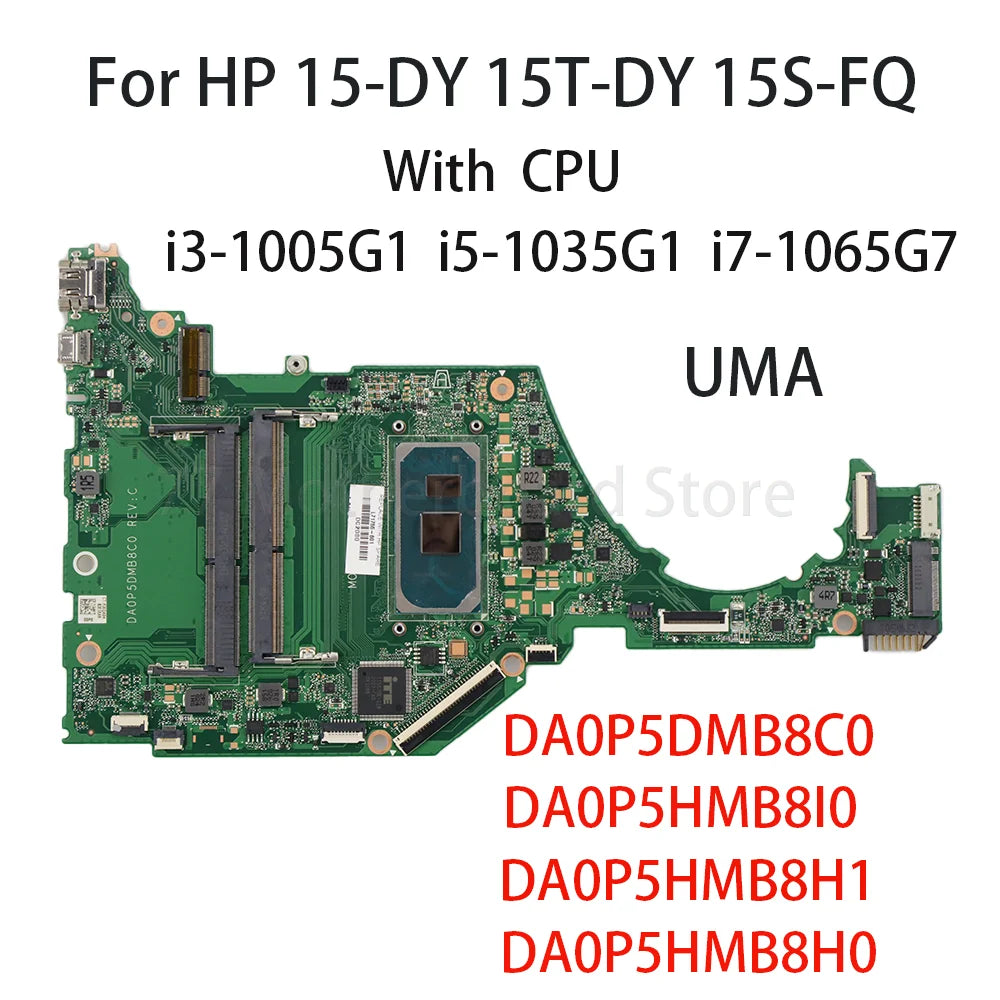 Laptop Motherboard For HP 15-DY Notebook DA0P5HMB8H0 DA0P5HMB8H1 DA0P5HMB8I0 DA0P5DMB8C0 With CPU I3-1005G1 I5-1035G1 I7-1065G7  HP laptop repair parts