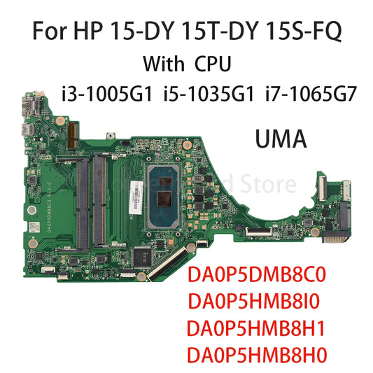 Laptop Motherboard For HP 15-DY Notebook DA0P5HMB8H0 DA0P5HMB8H1 DA0P5HMB8I0 DA0P5DMB8C0 With CPU I3-1005G1 I5-1035G1 I7-1065G7  HP laptop repair parts