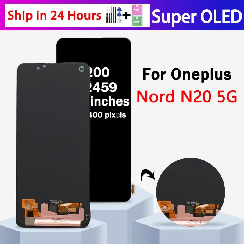 6.43“”Super AMOLED For OnePlus Nord N20 5G LCD Display Screen Touch Panel Digitizer For 1+Nord N20 5G GN2200 CPH2459  LCD  OnePlus phone repair parts