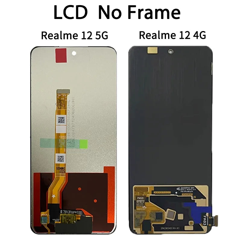 AMOLED For OPPO Realme 12 5G RMX3999 LCD Display Touch Screen Digitizer For Realme12 4G RMX3871 Display Frame  Oppo phone repair parts
