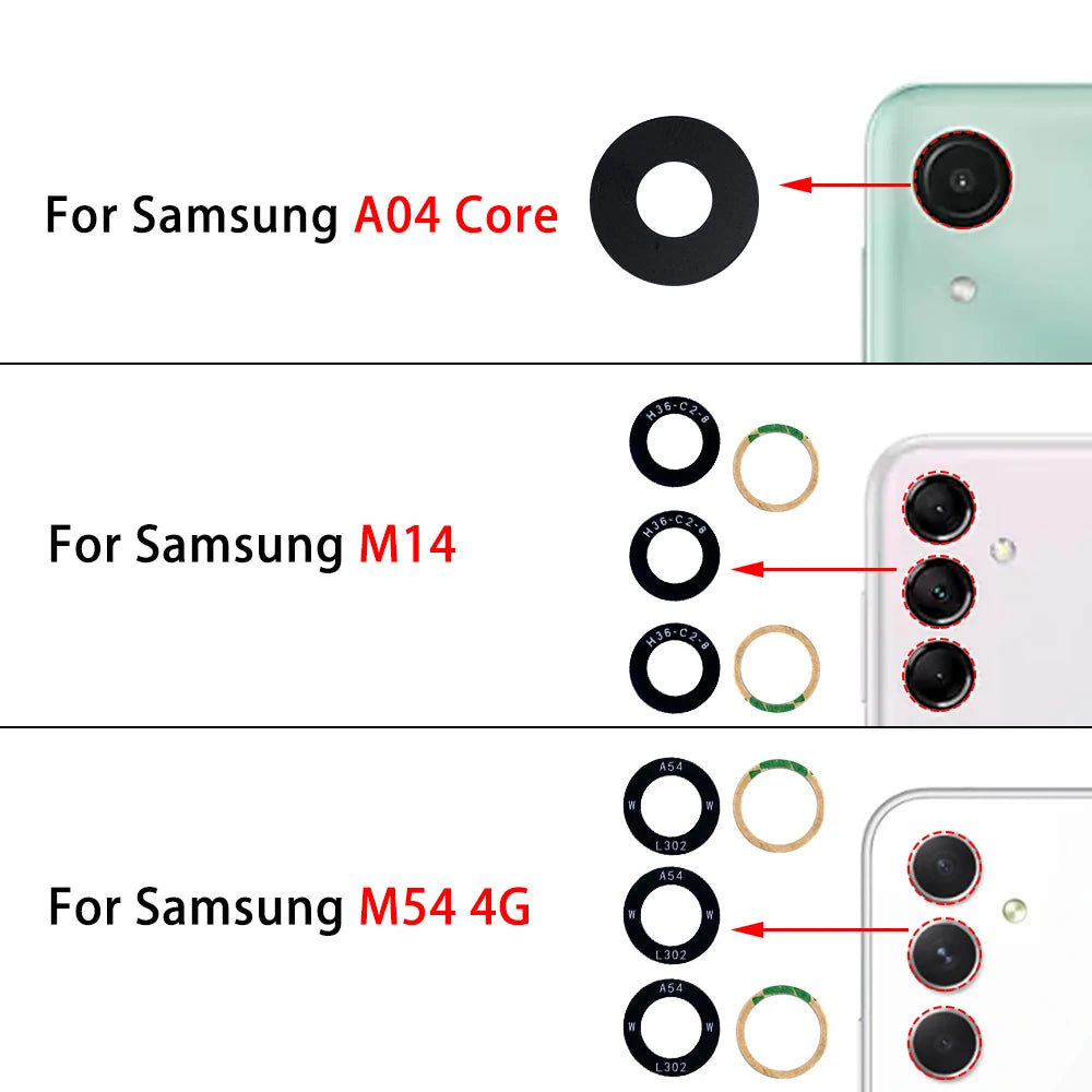 Rear Back Camera Glass Lens For Samsung  A03 A03s A04 Core A04s A04E A14 A24 A34 A54 A13 A23 4G 5G With Ahesive Samsung phone repair parts