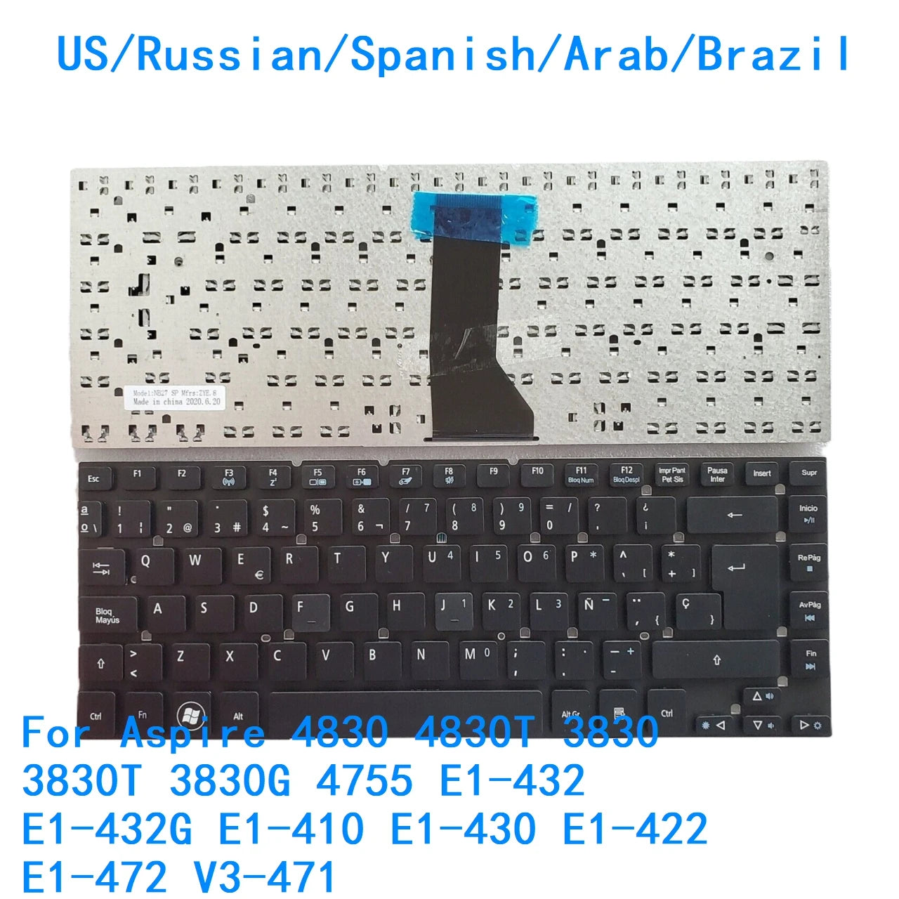 US RU SP AR BR Keyboard For Acer Aspire 4830 4830T 3830 3830T 3830G 4755 E1-432 E1-432G E1-410 E1-430 E1-422 E1-472 V3-471 Acer laptop repair parts
