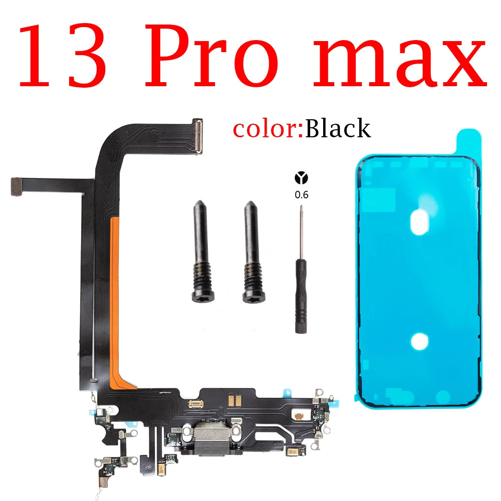 Charging USB Port Flex For iPhone 11 14 Pro Max 12 13Pro Charging Port Dock Connector Flex Cable With MicroPhone Jack Flex Cable iPhone phone repair parts