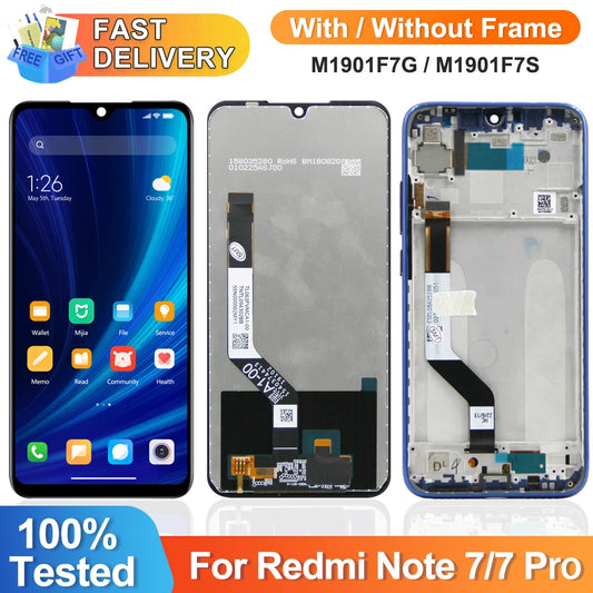 6.3" Display Screen for Xiaomi Redmi Note 7 Pro M1901F7S Lcd Display Digital Touch Screen with Frame for Redmi Note 7 Assembly Xiaomi phone repair parts