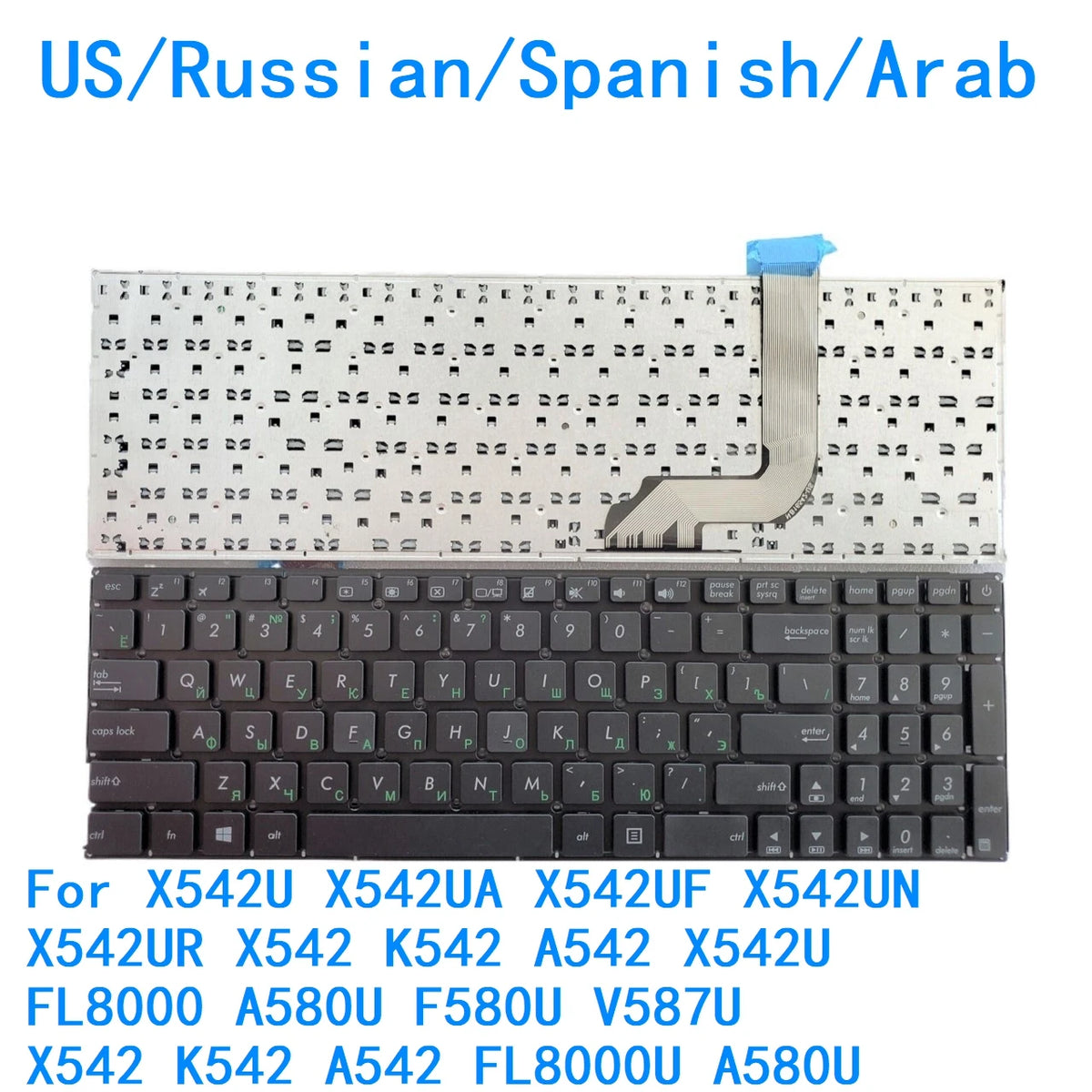 US RU SP AR Keyboard For ASUS X542U X542UA X542UF X542UN X542UR X542 K542 A542 X542U FL8000 A580U F580U V587U X542 K542 A542 FL8 ASUS laptop repair parts