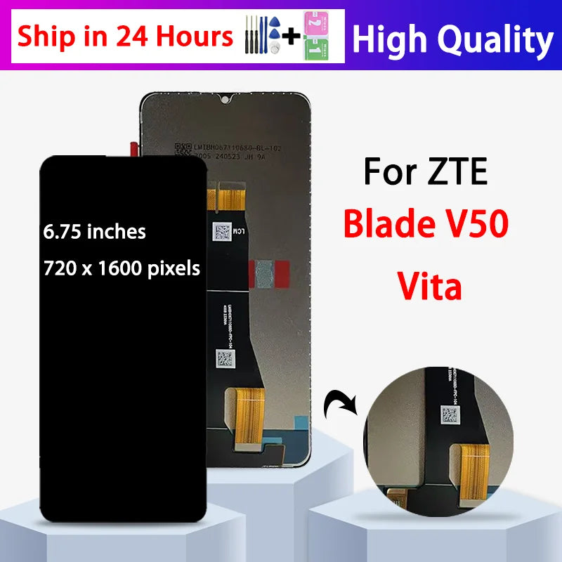 6.75"High Quality For ZTE Blade V50 Vita LCD Display Touch Screen Digitizer Assembly For ZTE Blade V50Vita Display 8550 Screen ZTE phone repair parts