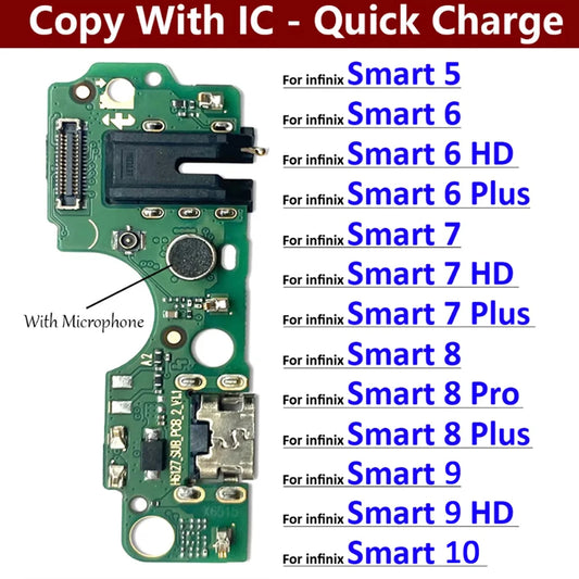 USB Charger Charging Dock Port Connector Flex Cable For infinix Smart 4 5 6 7 8 9 10 HD Pro Plus X6511 X6512 X6823 X6515 X6516  infinix phone repair parts