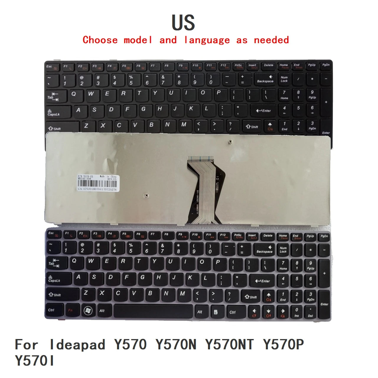 New US Language  Keyboard For Lenovo Ideapad Y570 Y570N Y570NT Y570P Y570I Notebook PC Replacement Keyboard Lenovo laptop repair parts