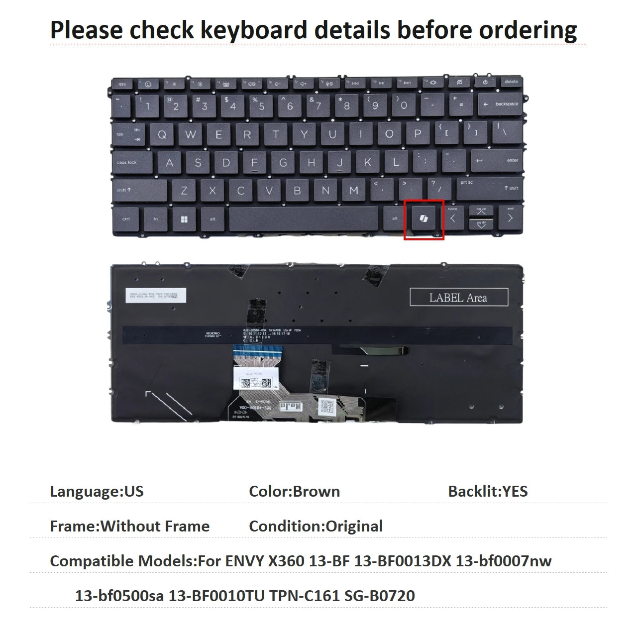US RU SP AR Backlit Keyboard For HP ENVY X360 13-BF 13-BF0013DX 13-bf0007nw 13-bf0500sa 13-BF0010TU TPN-C161 SG-B0720  HP laptop repair parts