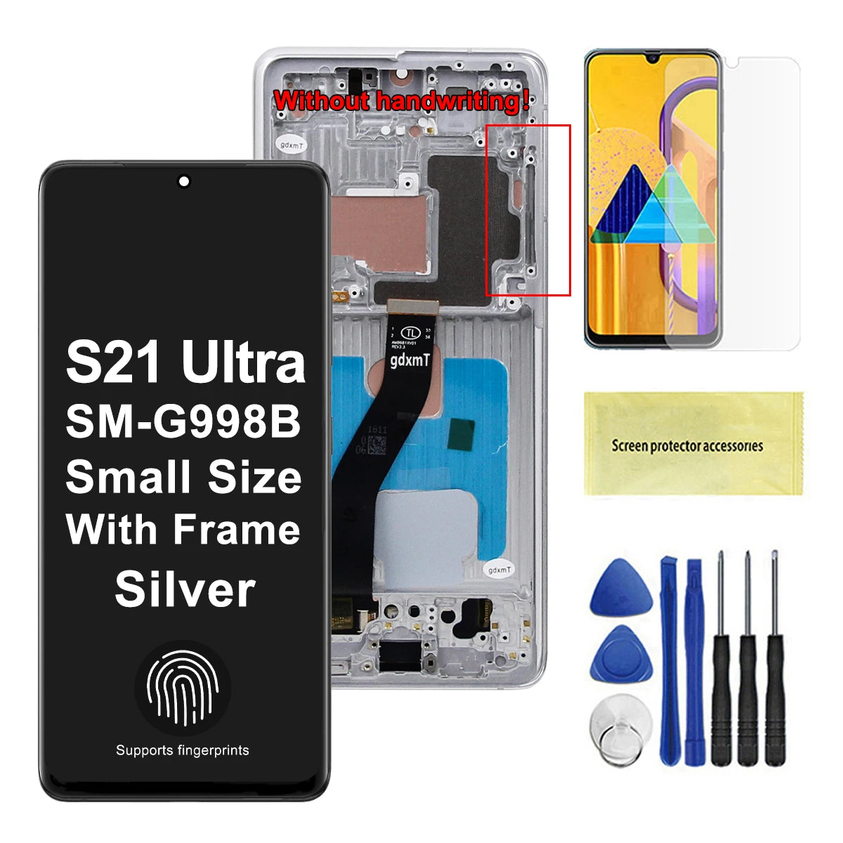 AMOLED S21 Ultra Screen Assembly for Samsung Galaxy S21 Ultra 5G G998B G998B/DS Lcd Display Touch Screen with Fingerprints Samsung phone repair parts