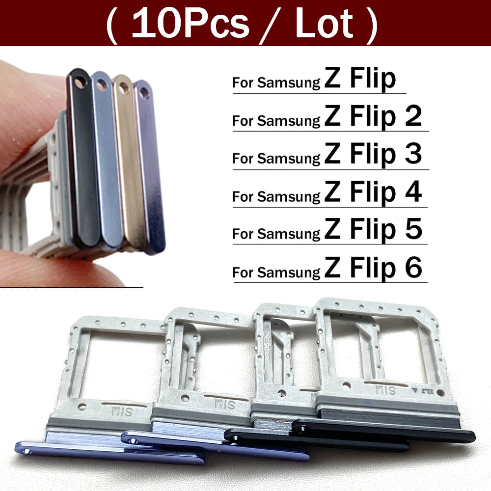 10Pcs/Lot, New For Samsung Z Flip 2 3 4 5 6 5G F711 F721 F731 F741 SIM Card Tray Slot Holder Adapter Accessories Samsung phone repair parts