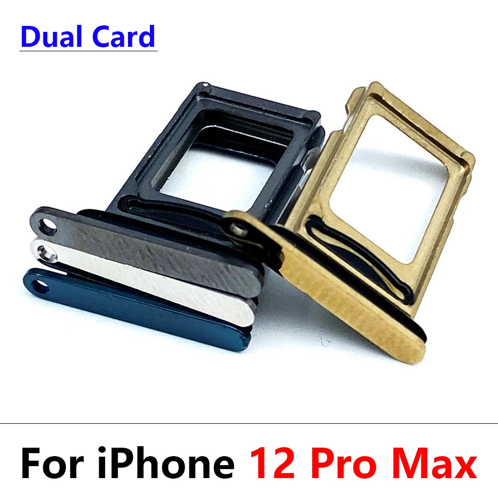 10Pcs, Dual SIM Card Slot SD Card Tray Holder Adapter For iPhone 11 12 13 14 15 16 17 Pro Max Mini Plus iPhone phone repair parts