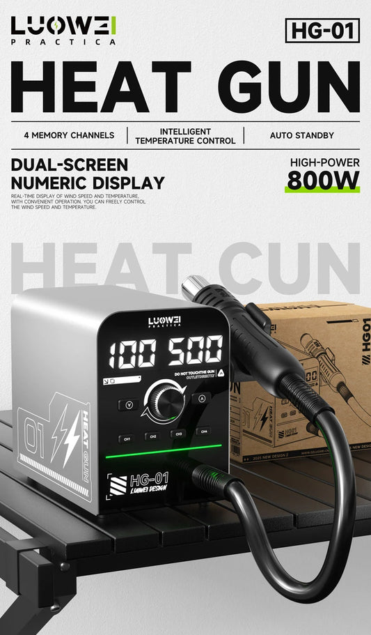 LUOWEI HG-01 Hot Air Gun 800W BGA Rework Solder Station Soldering Heat Air Gun Station 220V / 110V Professional Repair Tools
